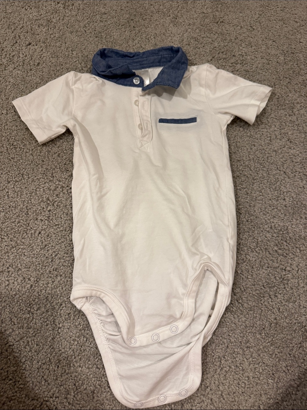 H&M White One-Piece Bodysuit with Blue Collar